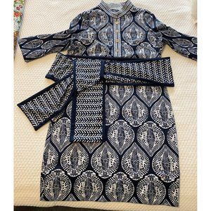 Gretchen Scott Navy and White Jersey Dress-M